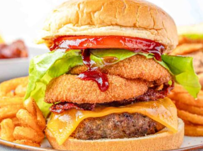 B.B.Q BEEF BURGER WITH CHIPS